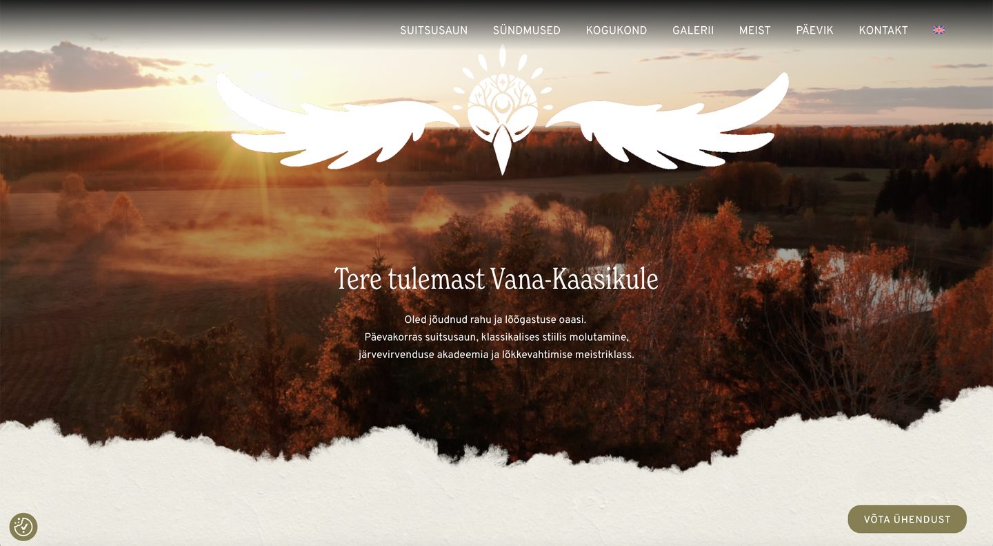 Vana-Kaasiku esilehe avakuva logost tuletatud linnuga