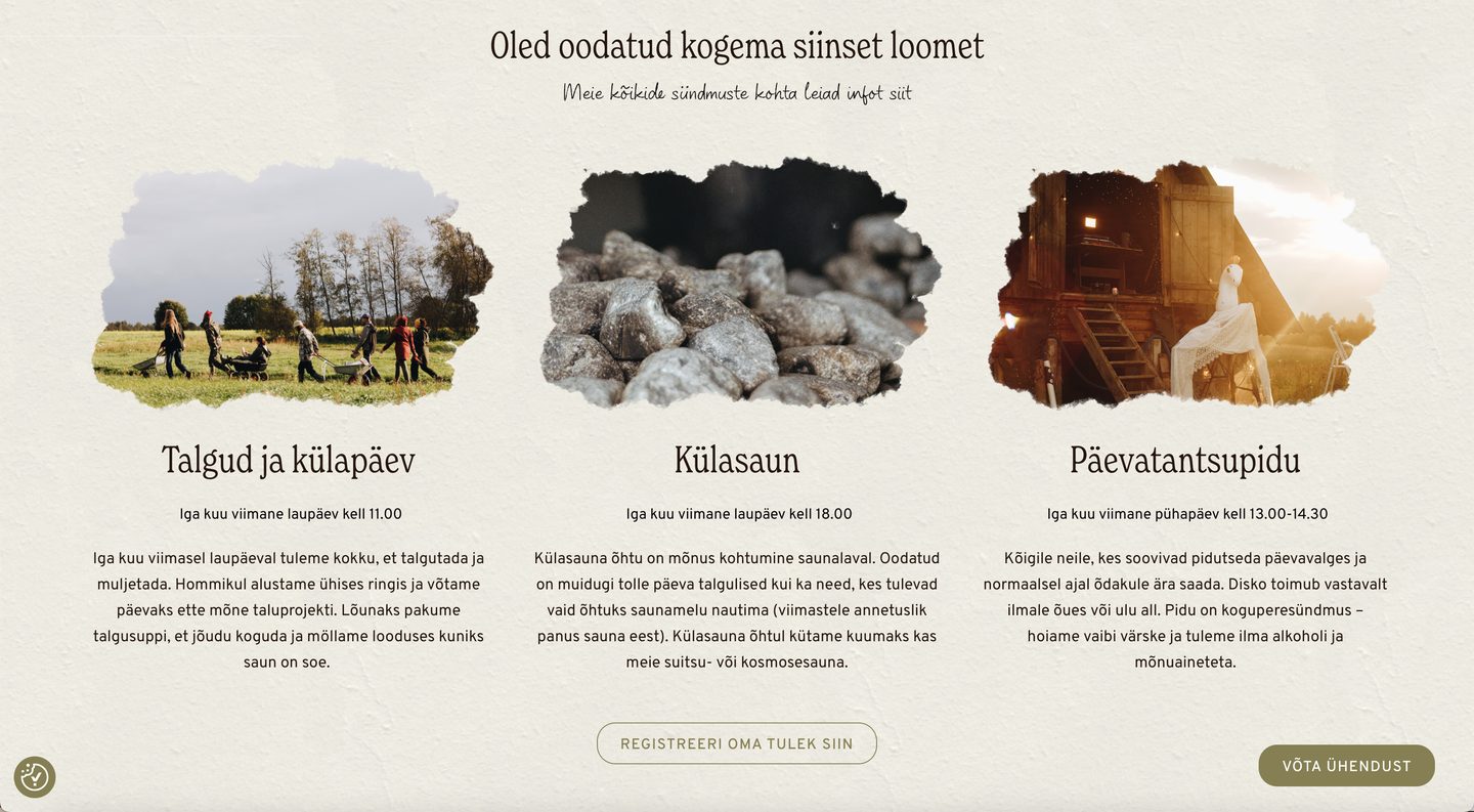 Vana-Kaasiku talu sündmused paberist lõigatud fotodega